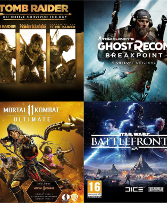 DIGITAL PS GAMES BUNDLE PS5 ( TOMB RAIDER 3 GAMES, GHOST RECON, MK 11 ULTIMATE, SW BATTLEFRONT)